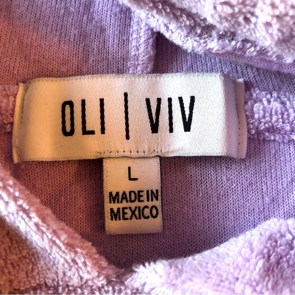 OLI/VIV Lavender Terry Cloth Hoodie Crop top Size L - Picture 5 of 7